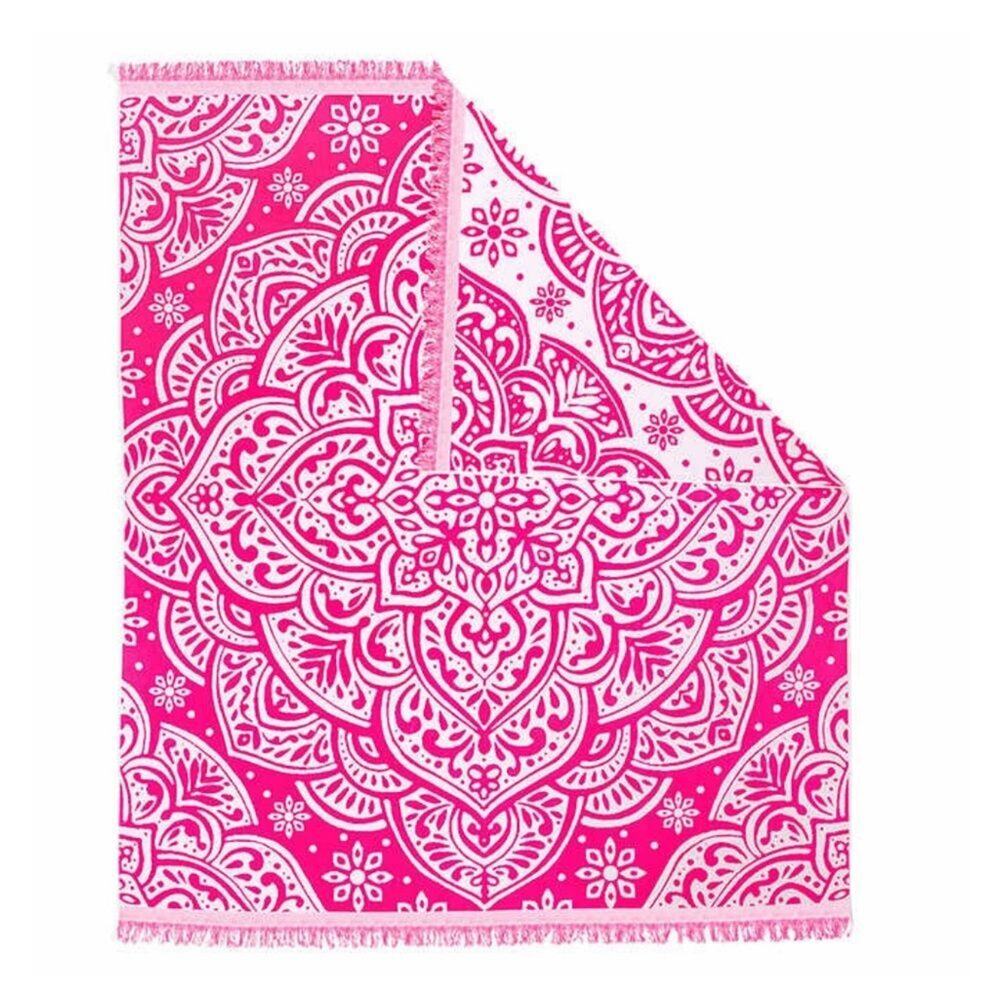 LOFT By Loftex Beach Towel jumbo Size 72 in x 84 in Pink and White - Picture 3 of 4